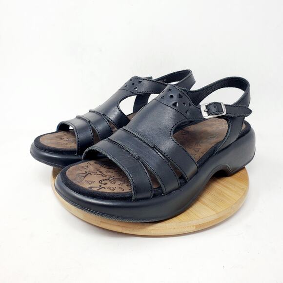 Dansko Shoes Womens 40 Black Leather Platform Clog Sandal T Straps Y2K - Picture 5 of 12